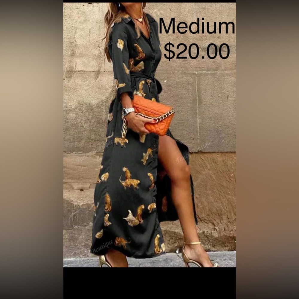 Leopard Print Black Maxi Dress